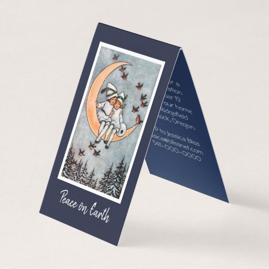 Carte De Visite Filles à l'invitation de ChristmasHoliday de lune (Devant)