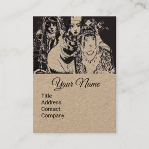 Carte De Visite FILLES ANATOLIENNES Dessin papier kraft Brown noir