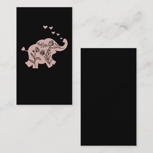 Carte De Visite Filles éléphantes Fleurs femmes (Devant / Derrière)