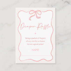 Carte De Visite Filles Pink Bow Baby shower Déchets Raffin Inserti