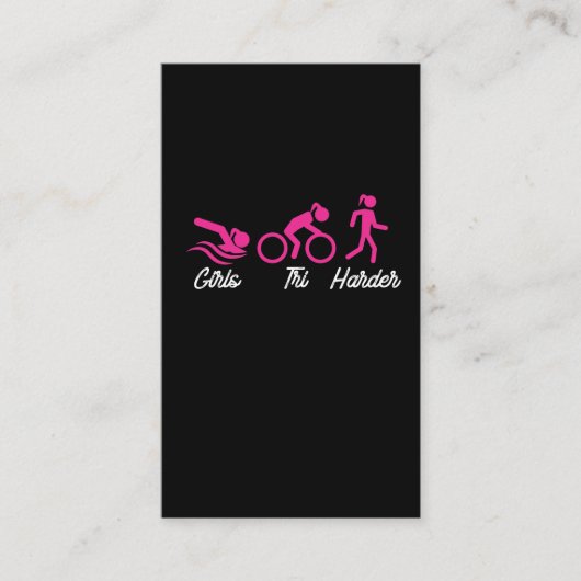 Carte De Visite Filles Tri Harder Swim Bike Run Funny Triathlon (Devant)