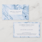 Carte De Visite Fils de marbre moderne blanc et gris bleu (Devant / Derrière)