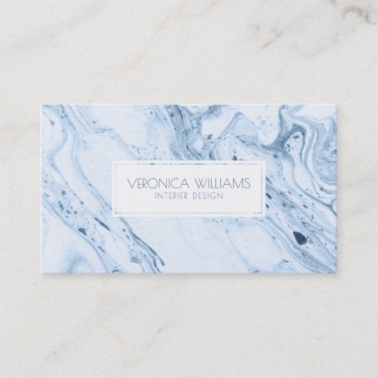 Carte De Visite Fils de marbre moderne blanc et gris bleu (Devant)