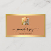 Carte De Visite Finance Consulting Broker Gold Frame Logo QR Code (Devant)