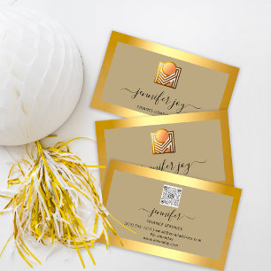Carte De Visite Finance Consulting Broker Gold GreenLogo QR