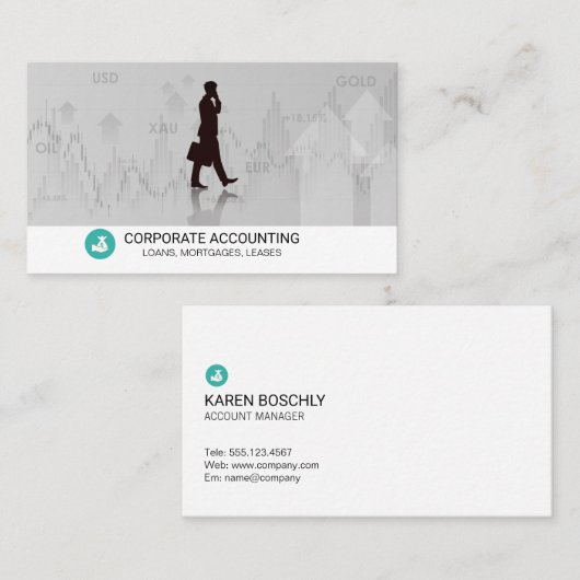 Carte De Visite Financement d'entreprise | Comptabilité | Graphiqu (Devant / Derrière)