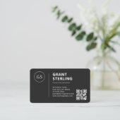 Carte De Visite Financial Advisor Black Logo QR Code Professional (Debout devant)