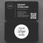 Carte De Visite Financial Advisor Black Logo QR Code Professional