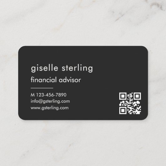 Carte De Visite Financial Advisor Black QR Code (Dos)
