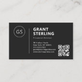 Carte De Visite Financial Advisor Black White Logo QR Code Moderne (Devant)