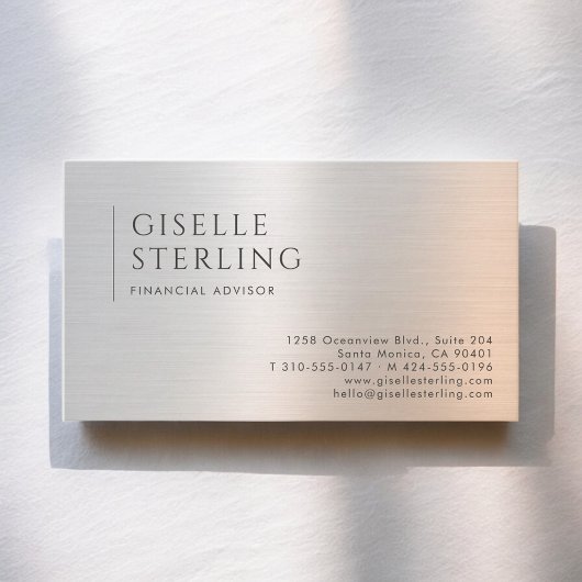 Carte De Visite Financial Advisor Brushed Metal