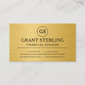 Carte De Visite Financial Advisor Gold Metallic Luxury Monogram (Devant)