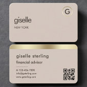 Carte De Visite Financial Advisor Neutral Gold QR Code