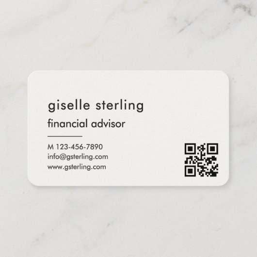 Carte De Visite Financial Advisor Neutral QR Code (Dos)