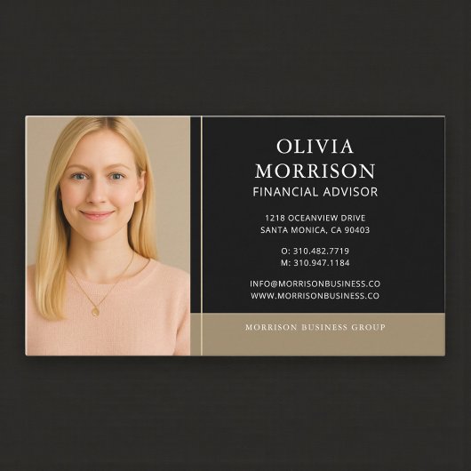 Carte De Visite Financial Advisor Photo Black Gold