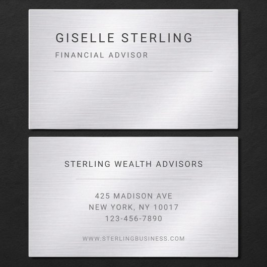 Carte De Visite Financial Advisor Silver Metallic Professional