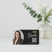Carte De Visite Financial Agent QR Code Photo Black Gold (Debout devant)