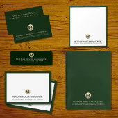 Carte de visite financier Dark Green Gold Monogram