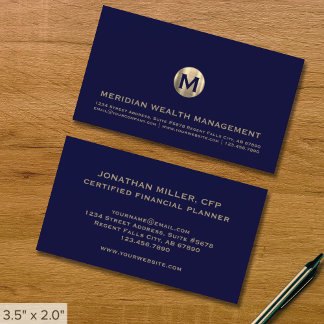 Carte de visite financier Gold Monogram
