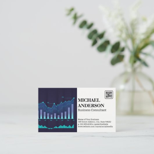 Carte De Visite Financière| | Graphique de données | Code QR (Debout devant)