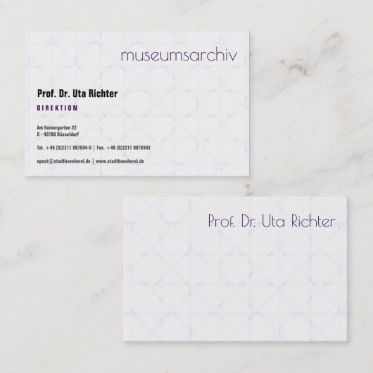 Carte De Visite finement texturé, clair, bien lisible (Devant / Derrière)