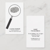 Carte De Visite Finger Print Private Investigator Detective (Devant / Derrière)