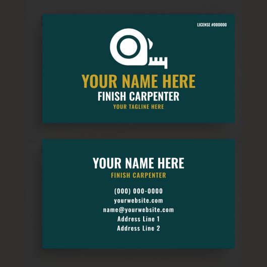 Carte De Visite Finish Carpenter Professional Forest Green & Gold