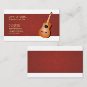 Carte De Visite Finition en soie élégante de guitare de professeur (Devant / Derrière)