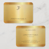Carte De Visite Finition luxueuse en soie de luxe Faux Gold Roundé (Devant / Derrière)