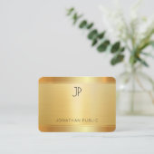 Carte De Visite Finition luxueuse en soie de luxe Faux Gold Roundé (Debout devant)