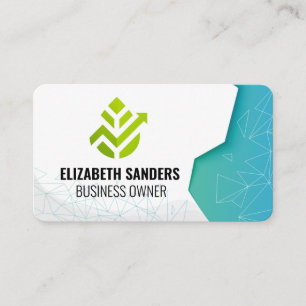 Carte De Visite Fintech Vert Motifs Géométriques