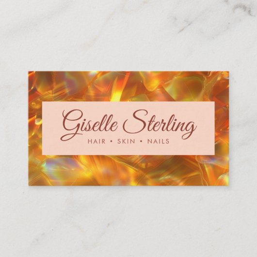 Carte De Visite Fire Opal Stone élégant moderne Amber QR Code (Devant)