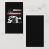 Carte De Visite Fire Truck American Flag Firefighter Red US Line (Devant / Derrière)