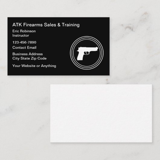 Carte De Visite Firearms Range And Safety Training (Devant / Derrière)