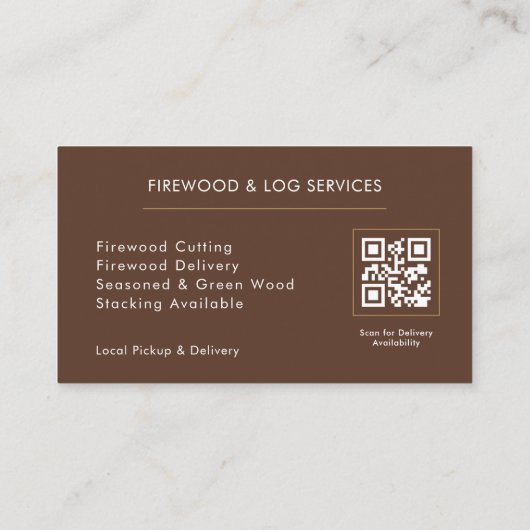 Carte De Visite Firewood Delivery QR Code (Dos)