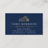 Carte De Visite Firewood Supply Service Navy Blue Gold QR Code (Devant)