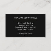 Carte De Visite Firewood Supply Service Wooden Log (Dos)