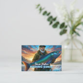 Carte De Visite Fishing Guide Fisherman Fish Lake Ocean (Debout devant)