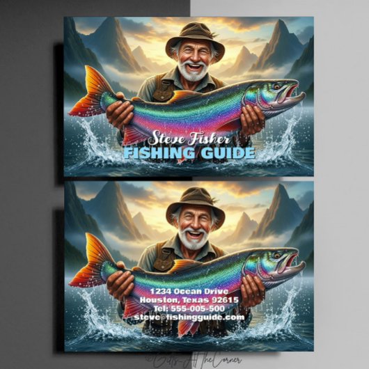 Carte De Visite Fishing Guide Fisherman Fish Lake Ocean