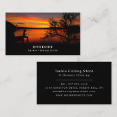 Carte De Visite Fishing Lake Landcape, Fisherman, Fishing Store (Devant / Derrière)