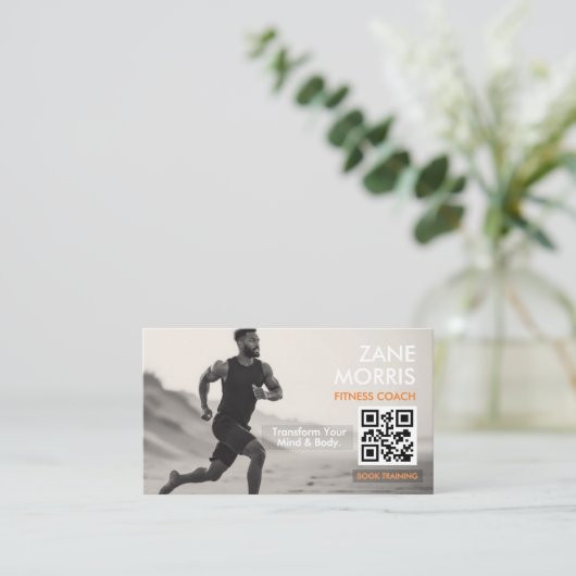Carte De Visite Fitness Coach QR Code (Debout devant)