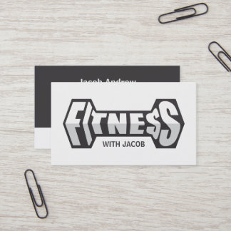 Carte De Visite Fitness élégant Dumbbell Typographie Fitness Train
