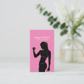 Carte De Visite Fitness Girl Personal Trainer Noir & Rose (Debout devant)