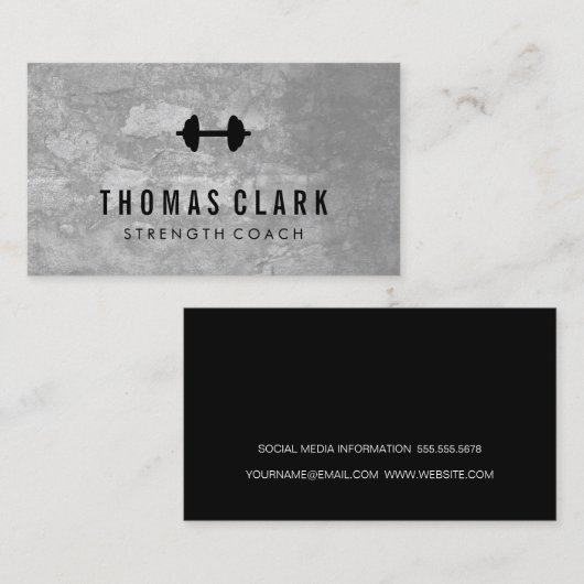 Carte De Visite Fitness Gris Texture (Devant / Derrière)