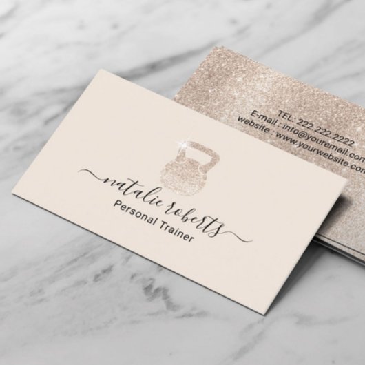 Carte De Visite Fitness Ivory Kettlebell Logo Personal Trainer