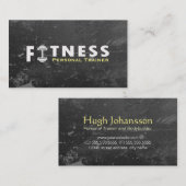Carte De Visite Fitness Personal Trainer Bold Text Dumbbell Logo (Devant / Derrière)