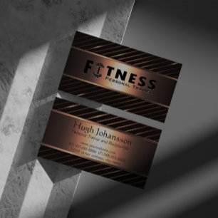 Carte De Visite Fitness Personal Trainer Bold Text Dumbbell Logo