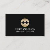 Carte De Visite Fitness Personal Trainer Classy Black & Gold (Devant)