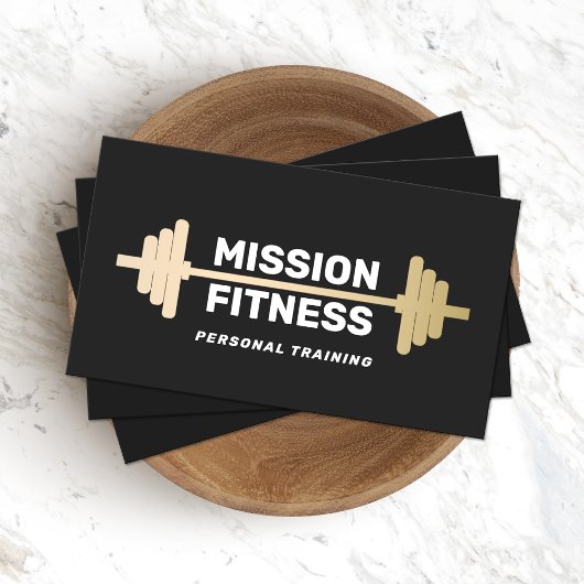 Carte De Visite Fitness Personal Trainer Gold Barbell