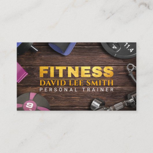 Carte De Visite Fitness Personal Trainer Gold Typography Business (Devant)